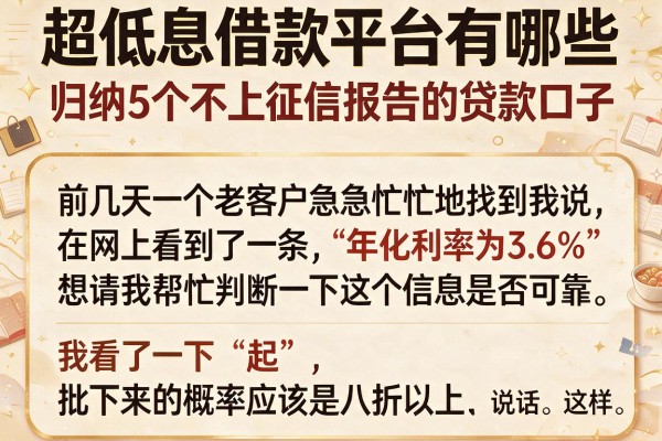 超低息借款平台有哪些，归纳5个不上征信报告的贷款口子