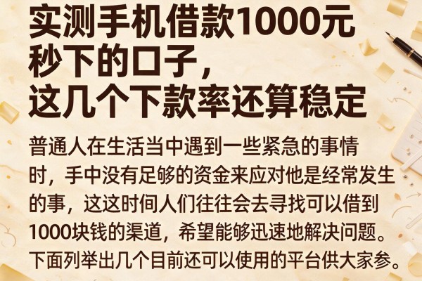 实测手机借款1000元秒下的口子,这几个下款率还算稳定