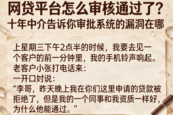 网贷平台怎么审核通过了？十年中介告诉你审批系统的漏洞在哪