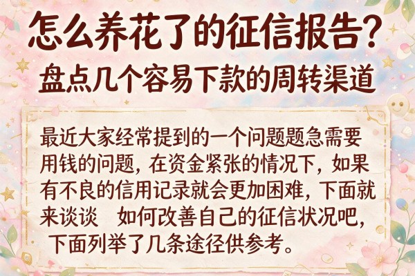 怎么养花了的征信报告？盘点几个容易下款的周转渠道