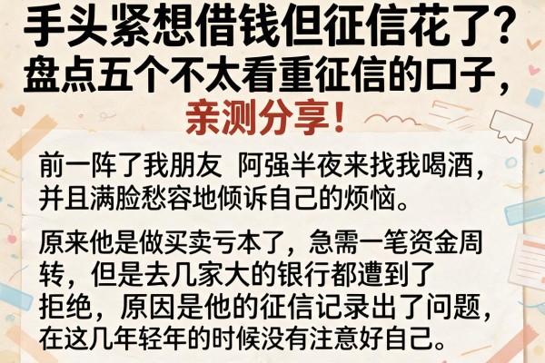 手头紧想借钱但征信花了?盘点五个不太看重征信的口子,亲测分享!