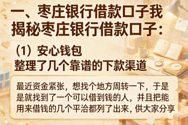 揭秘枣庄银行借款口子：整理了几个靠谱的下款渠道