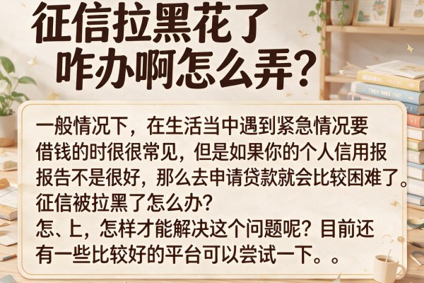 征信拉黑花了咋办啊怎么弄？整理了几个还能下款的渠道