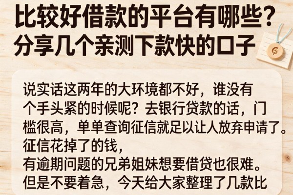 比较好借款的平台有哪些?分享几个亲测下款快的口子