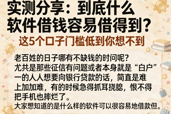 实测分享：到底什么软件借钱容易借得到？这5个口子门槛低到你想不到