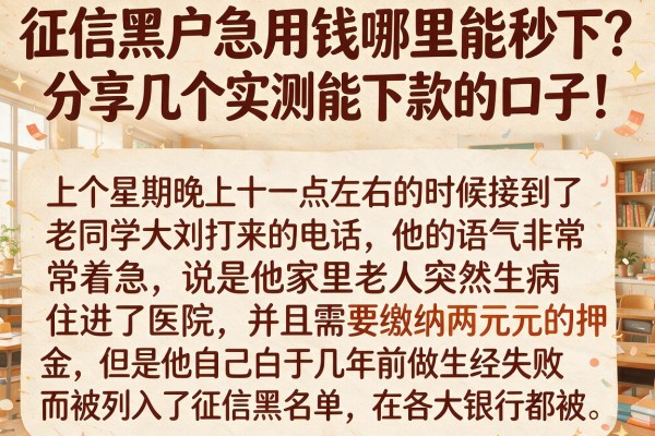 征信黑户急用钱哪里能秒下？分享几个实测能下款的口子！
