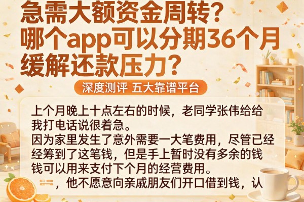 急需大额资金周转？哪个app可以分期36个月缓解还款压力？深度测评五大靠谱平台