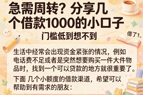 急需周转？分享几个借款1000的小口子，门槛低到想不到