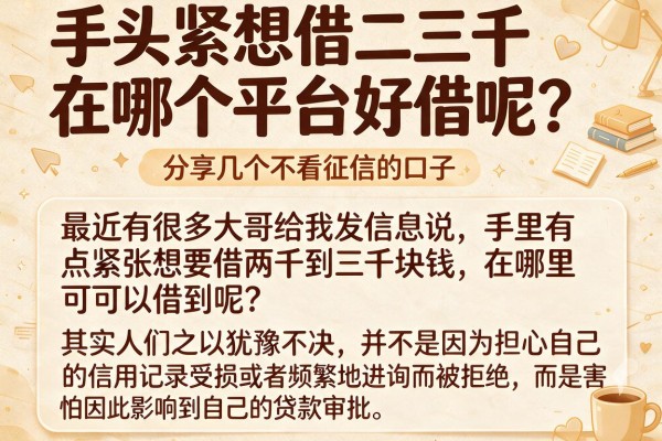 手头紧想借二三千在哪个平台好借呢？分享几个不看征信的口子