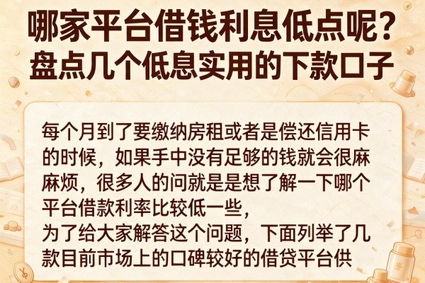 哪家平台借钱利息低点呢？盘点几个低息实用的下款口子