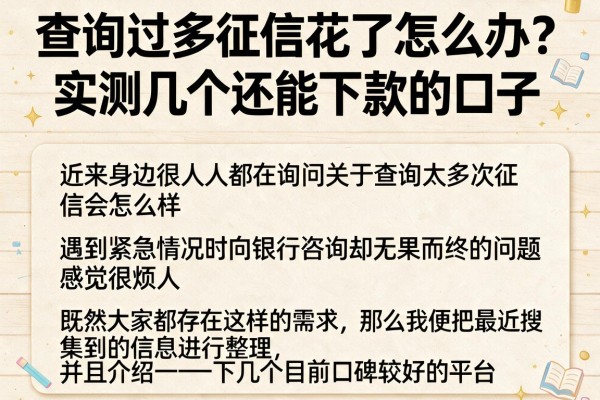 查询过多征信花了怎么办？实测几个还能下款的口子