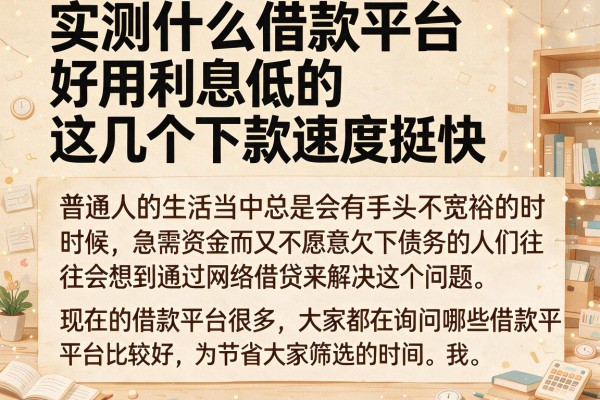 实测什么借款平台好用利息低的，这几个下款速度挺快
