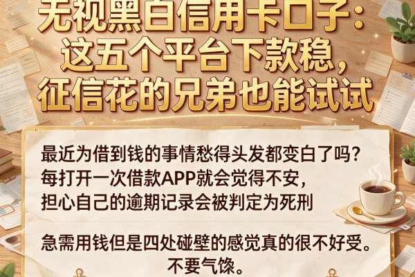 无视黑白信用卡口子：这五个平台下款稳，征信花的兄弟也能试试