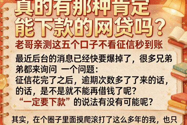 真的有那种肯定能下款的网贷吗？老哥亲测这五个口子不看征信秒到账