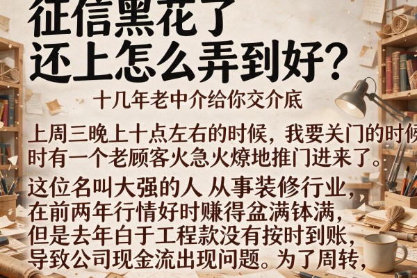 征信黑花了还上怎么弄到好？十几年老中介给你交个底