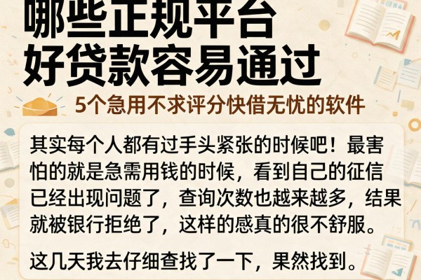 哪些正规平台好贷款容易通过,细致阐述5个急用不求评分快借无忧的软件