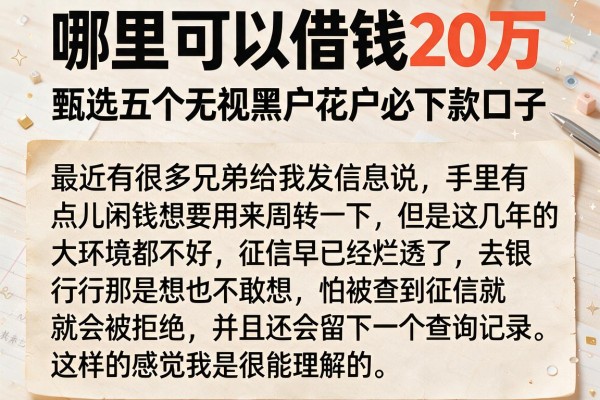 哪里可以借钱20万，甄选五个无视黑户花户必下款口子