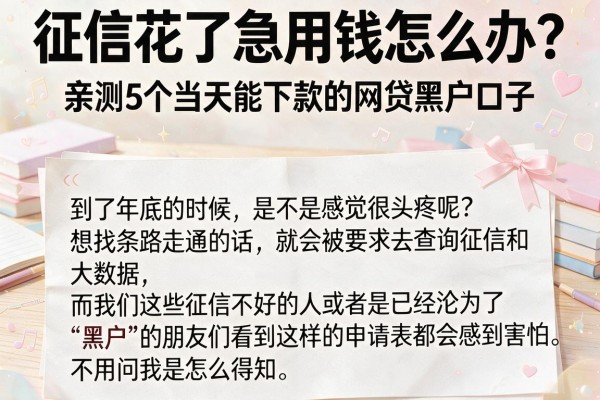 征信花了急用钱怎么办？亲测5个当天能下款的网贷黑户口子