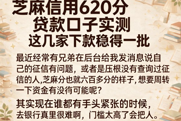 芝麻信用620分贷款口子实测，这几家下款稳得一批