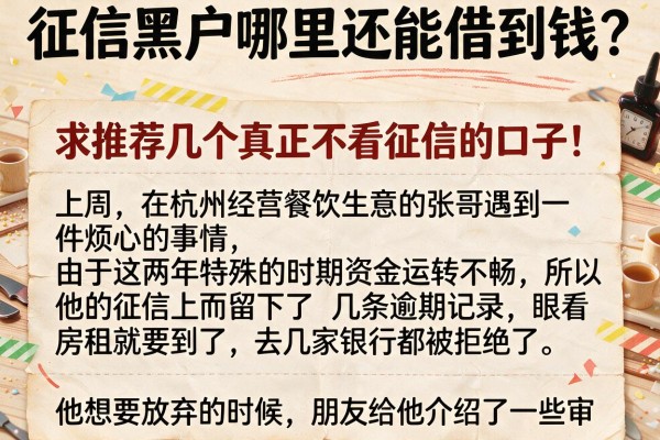 征信黑户哪里还能借到钱？求推荐几个真正不看征信的口子！
