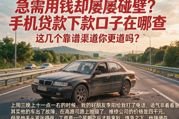 急需用钱却屡屡碰壁？手机贷款下款口子在哪查，这几个靠谱渠道你知道吗？