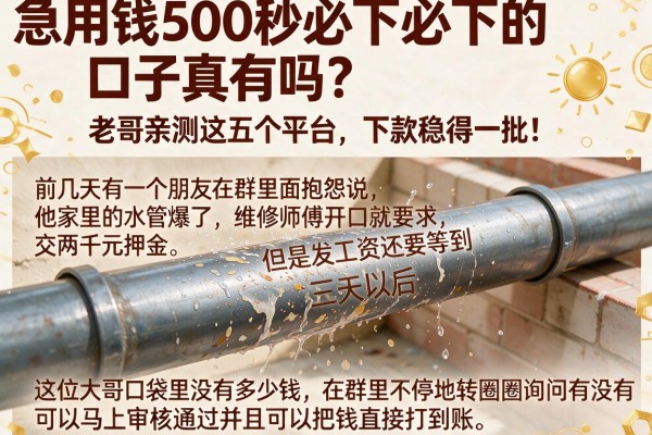 急用钱500秒必下的口子真有吗？老哥亲测这五个平台，下款稳得一批！