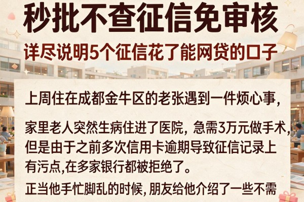 秒批不查征信免审核，详尽说明5个征信花了能网贷的口子