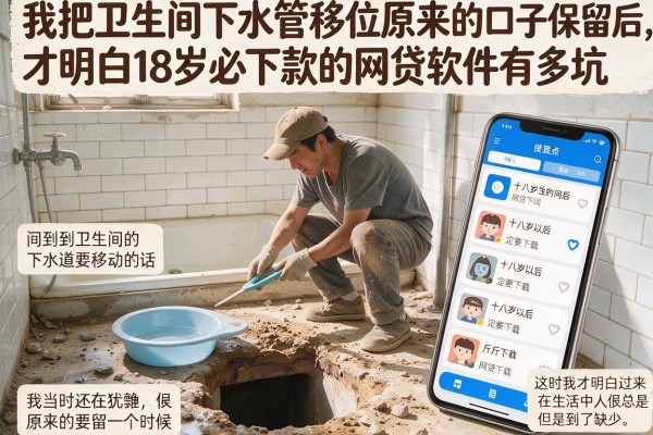 我把卫生间下水管移位原来的口子保留后，才明白18岁必下款的网贷软件有多坑