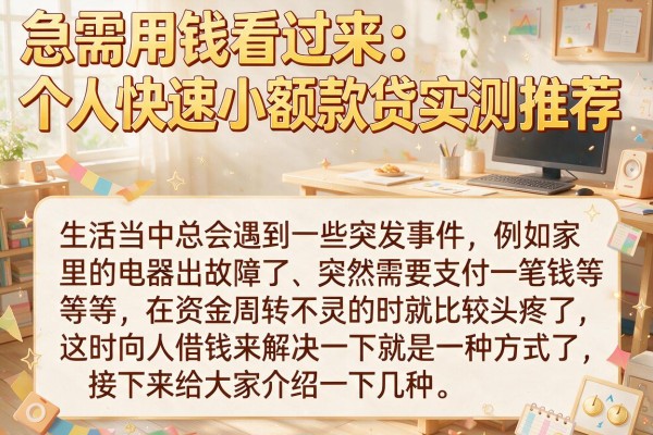 急需用钱看过来：个人快速小额款贷实测推荐