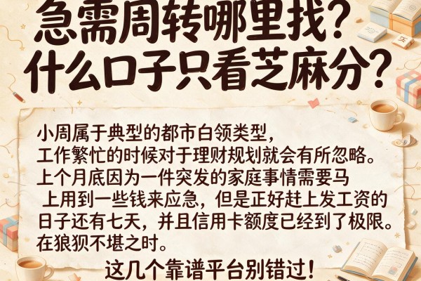 急需周转哪里找？什么口子只看芝麻分？这几个靠谱平台别错过！