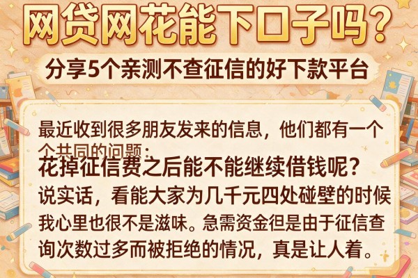 网贷网花能下口子吗？分享5个亲测不查征信的好下款平台
