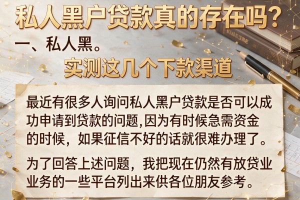 私人黑户贷款真的存在吗？实测这几个下款渠道