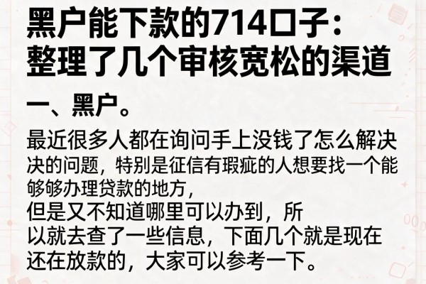 黑户能下款的714口子：整理了几个审核宽松的渠道