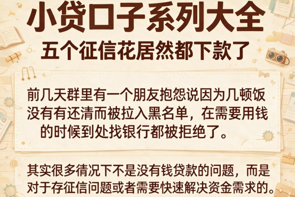 小贷口子系列大全，细致阐述五个征信花居然都下款了的软件