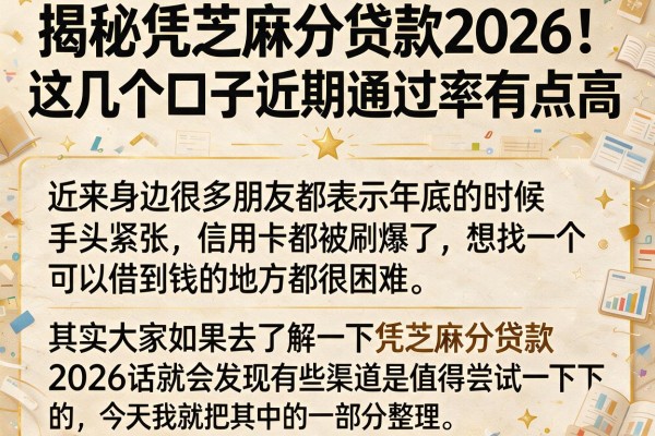 揭秘凭芝麻分贷款2026,这几个口子近期通过率有点高