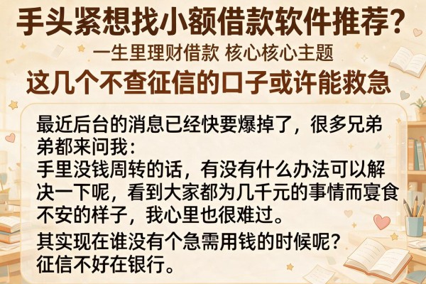 手头紧想找小额借款软件推荐？这几个不查征信的口子或许能救急