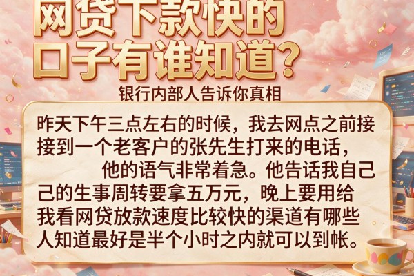 网贷下款快的口子有谁知道?银行内部人告诉你真相
