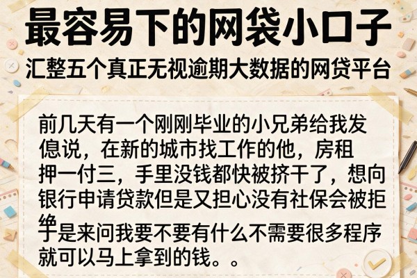 最容易下的网袋小口子，汇整五个真正无视逾期大数据的网贷平台