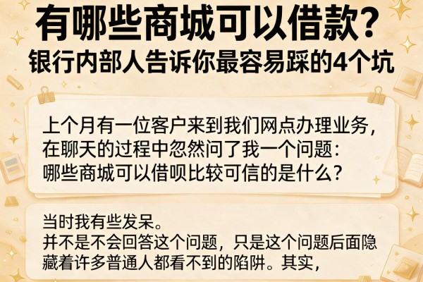 有哪些商城可以借款？银行内部人告诉你最容易踩的4个坑