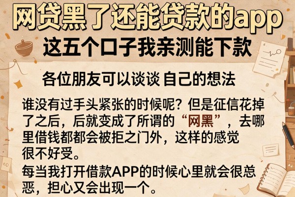 网贷黑了还能贷款的app，这五个口子我亲测能下款