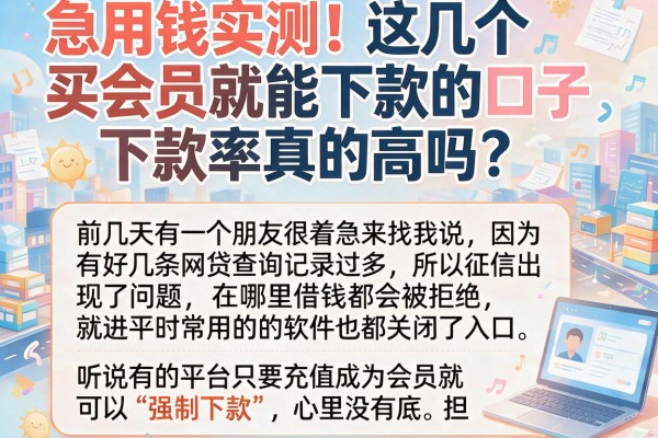 急用钱实测！这几个买会员就能下款的口子，下款率真的高吗？