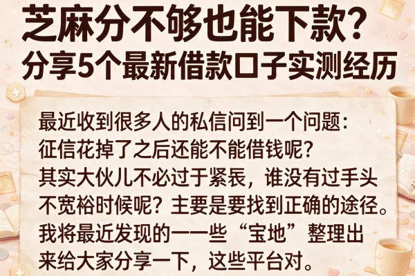 芝麻分不够也能下款?分享5个最新借款口子实测经历