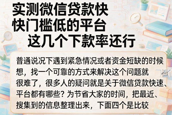 实测微信贷款快门槛低的平台，这几个下款率还行