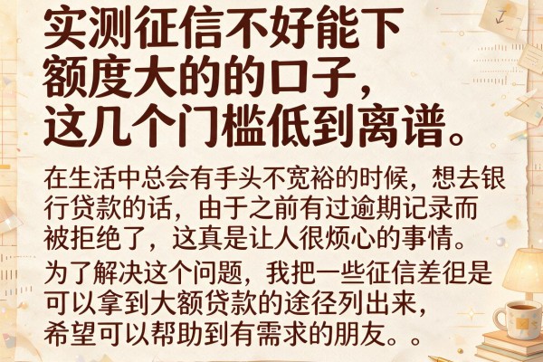 实测征信不好能下额度大的的口子，这几个门槛低到离谱