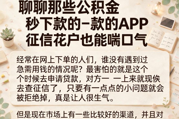 聊聊那些公积金秒下款的APP，征信花户也能喘口气
