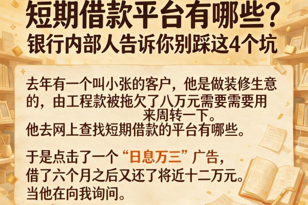 短期借款平台有哪些？银行内部人告诉你别踩这4个坑