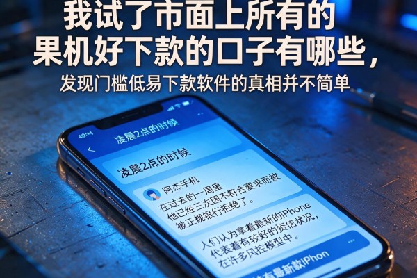 我试了市面上所有的果机好下款的口子有哪些，发现门槛低易下款软件的真相并不简单