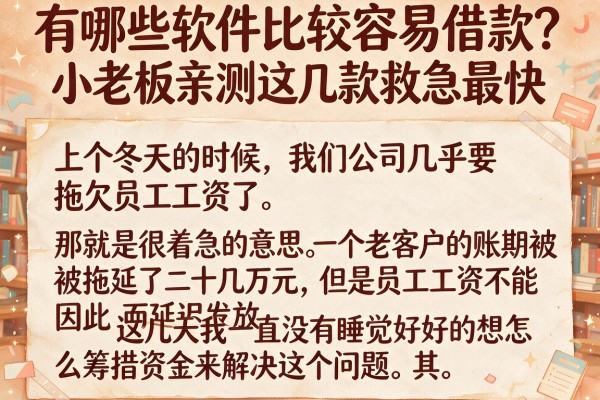 有哪些软件比较容易借款？小老板亲测这几款救急最快