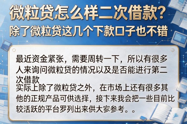微粒贷怎么样二次借款?除了微粒贷这几个下款口子也不错