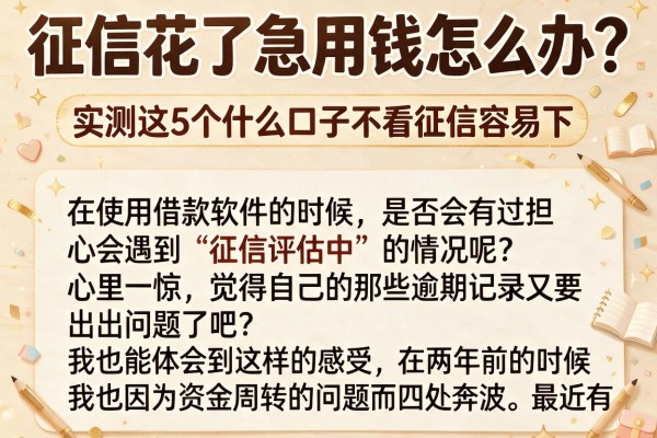 征信花了急用钱怎么办？实测这5个什么口子不看征信容易下